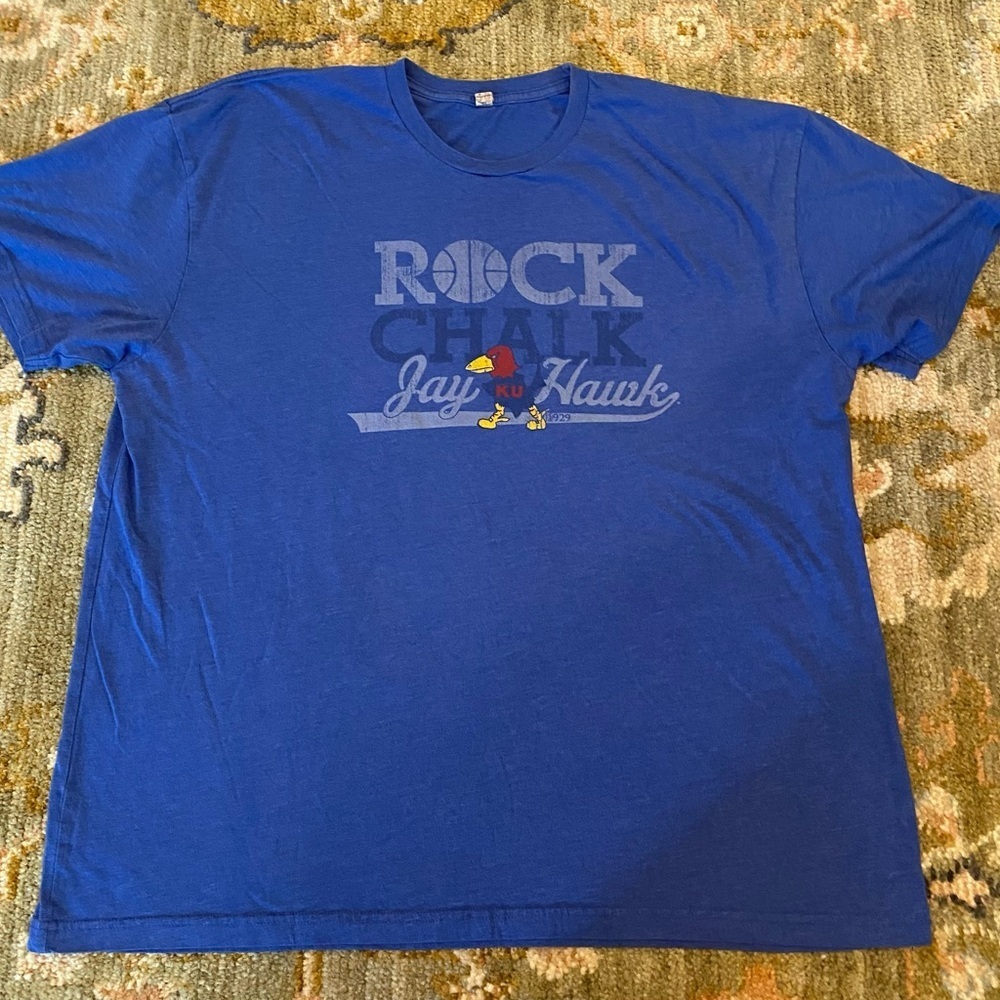 Kansas Jayhawks Rock Chalk‎ Shirt 1929 Jayhawk Size XXL Color Blue